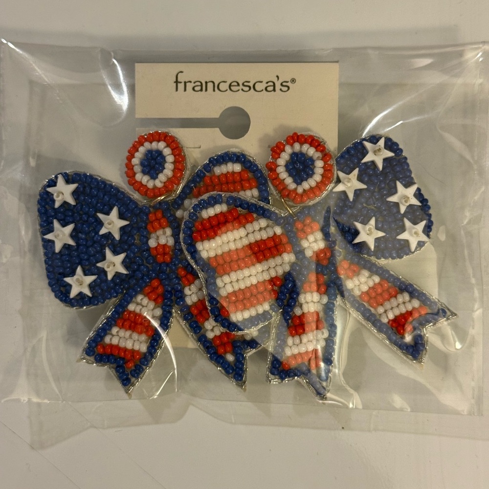 Francesca's Cream Bow Earrings